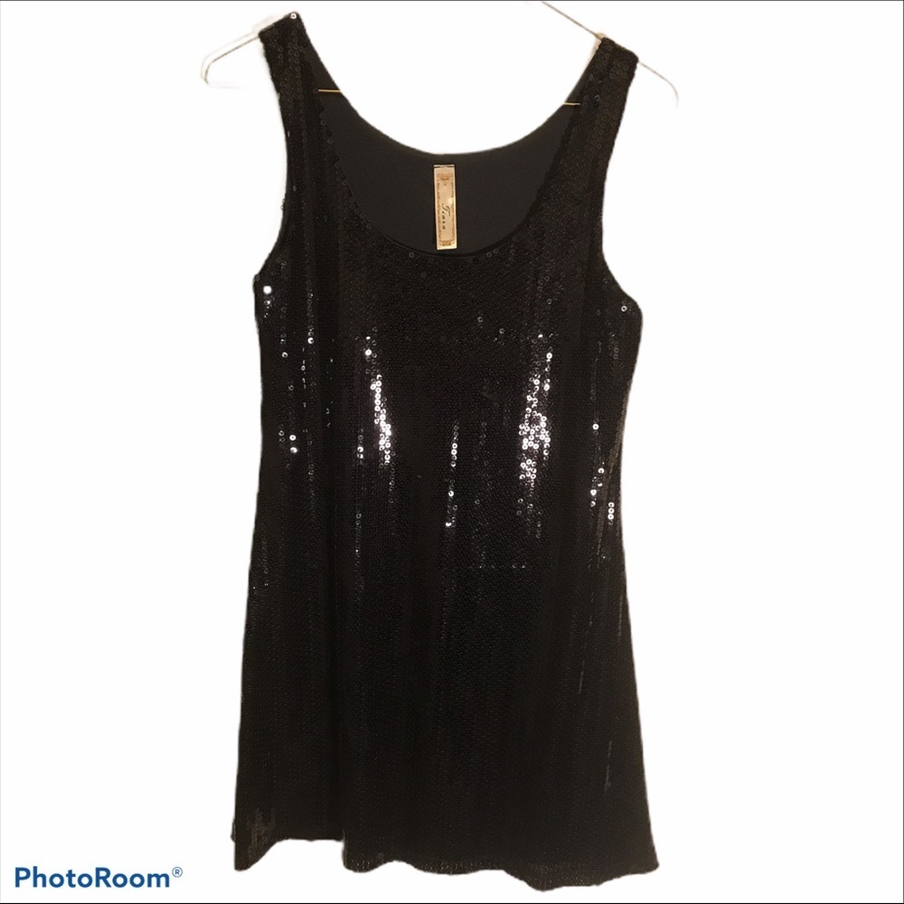 Tiara Sleeveless Black Holiday Sequin Dress